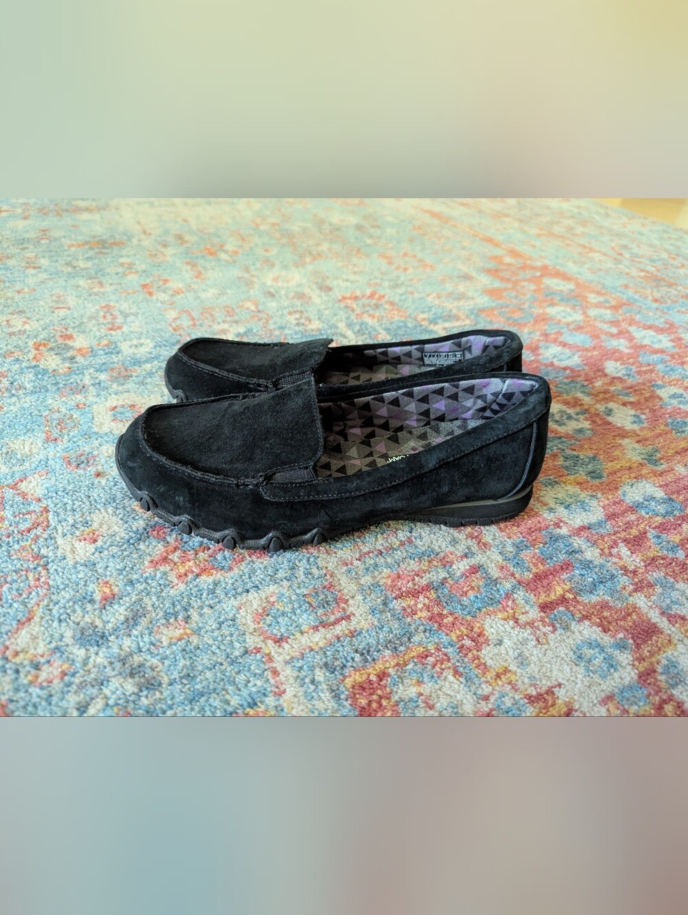 Skechers Relaxed Fit Bikers Roamer Women's 7 Suede Leather Loafers Black